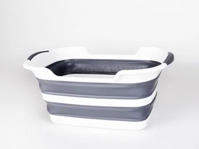 Produktbild von Faltbare Wanne / Korb mit Ablauf - Grau / Weiß