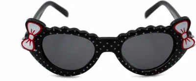Produktbild von Süße Baby Sonnenbrille Kleinkind Brille Schwarz Getönt UV400 mit Schleifen Markenbrille Rennec ® mit Brillenbeutel