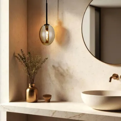 Produktbild von Pendelleuchte Metall Rauchglas rund D: 10 cm H: max. 145 cm Schwarz Cognac G9 Modern Hängelampe