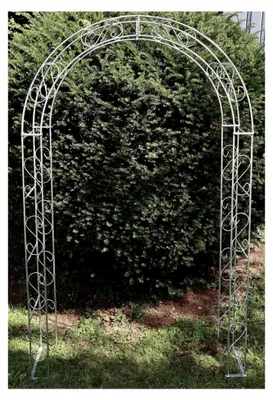 Produktbild von Rosenbogen aus Metall, feuerverzinkt, Breite 140 cm, Volleisen 10 mm, B-H-T 140x245x40 cm, verzinktes Rankgitter