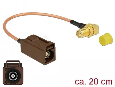 Produktbild von DeLOCK 89684, 0,2 m, RG-316, FAKRA F, SMA, Schwarz, Braun, Gold, Gelb