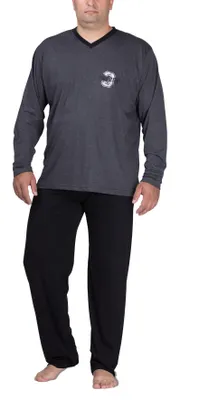 Produktbild von Moonline - Schlafanzug Herren lang übergroß aus Baumwolle ; grau , 6XL