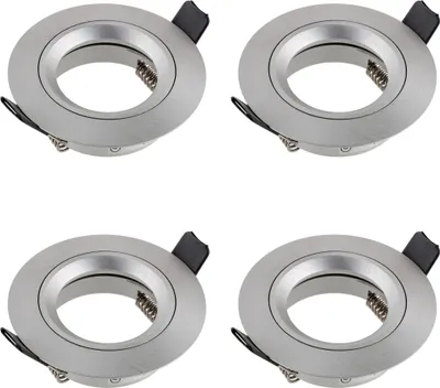 Produktbild von 4x Einbaurahmen Alu gebürstet LED Decken Strahler inkl GU10 Fassung 230V SEBSON
