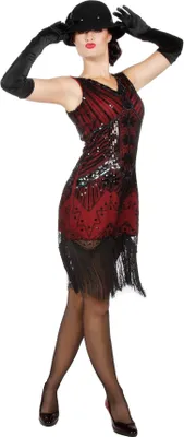 Produktbild von 20er Jahre Cocktailkleid weinrot Größe: 42