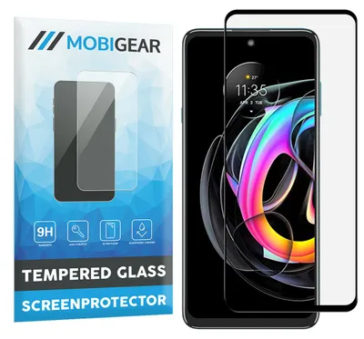 Produktbild von Mobigear Premium Displayschutzfolie für Motorola Edge 20 Lite, gehärtetes Glas, Displayschutz – kompatibel mit Hüllen, schwarz