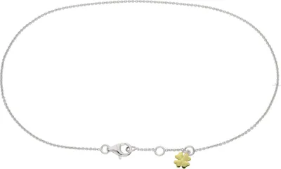 Produktbild von Fußkette Silber 925 mit vergoldetem Kleeblattanhänger JL10-04-3763 26,5 / 25,5 / 24,5 cm