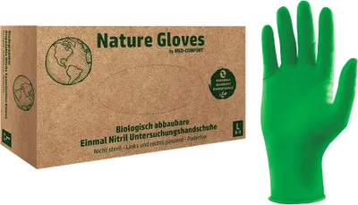 Immagine prodotto di Guanti Nature, guanto da esplorazione in nitrile, senza polvere, verde, taglia S | scatola (100 pezzi)