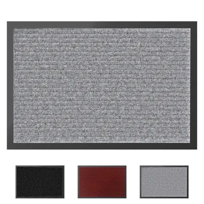 Produktbild von Fußmatte rutschfeste Fußmatte für Innen & Außen, Fußmatte mit zwei Streifen,80x120cm, PVC-Rückseite,Fußmatte Eingang, rutschfeste Fußmatte, Hellgrau