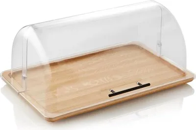Produktbild von GN Buffetbrett 1/1, PURE, Holz + GN Rolltophaube 1/1, PURE, Höhe 21,5 cm, Polycarbonat