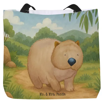 Produktbild von Mr. & Mrs. Panda Strandtasche Wombat Design - Weiß - Geschenk, Lustige Sprüche, Beutel, Tasche, Das Leben Ist schön, Motivation, Laptoptasche, Australien, Spruch
