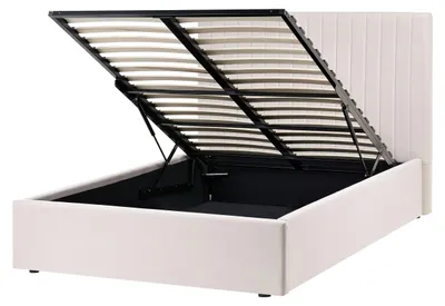 Produktbild von BELIANI Polsterbett Beige 120 x 200 cm mit Stauraum und Lattenrost gestepptes Kopfteil elegant modern für Schlafzimmer