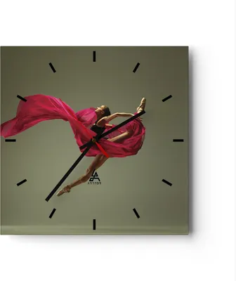 Produktbild von Wanduhr - Quadrat - Glasuhr - Tänzer Ballett Künstler - 30x30cm - Schleichendes Uhrwerk - Lautlos - zum Aufhängen bereit - Dekoration Modern - Wanddekoration aus Glas - C3AC30x30-5037