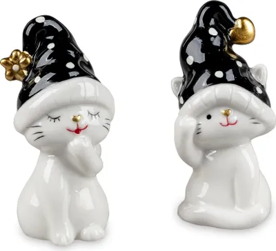 Produktbild von 2er Set Dekofiguren Winterkatzen MODERN TREND STYLE H. 8cm Formano W25