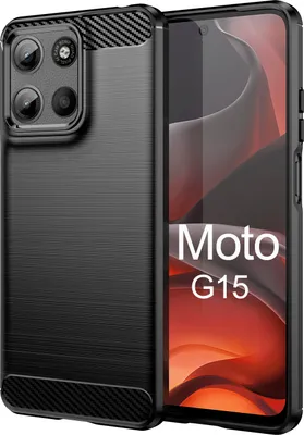 Produktbild von Carbon Hülle für Moto G15 Hülle Handyhülle Outdoor Handy Tasche Bumper Case Back Cover