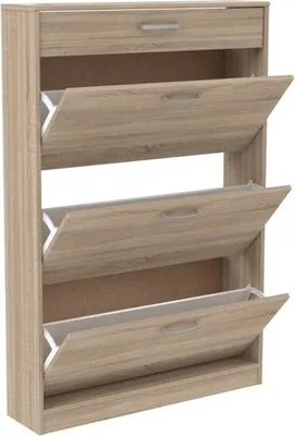 Produktbild von Furniture24 Schuschrank NIKO NIKD321, Schukommode, Schukipper mit 3 Klappen 1 Schublade Sonoma Eiche
