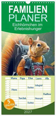 Produktbild von Familienplaner 2027 - Eichhörnchen im Erlebnishunger mit 5 Spalten (Wandkalender, 21 x 45 cm) CALVENDO