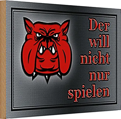 Produktbild von Holzschild Warnung 30x20cm Hund will nicht nur spielen