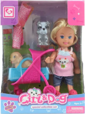 Image de Poupée avec poussette pour animaux
