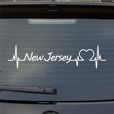 Produktbild von Heckscheibenaufkleber New Jersey Herzschlag Puls Staat USA Liebe 55x13 cm Weiss Matt Auto Aufkleber Sticker
