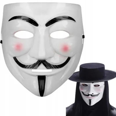 Produktbild von Guy Fawkes Maske Anonymous Vendetta - Einheitsgröße - Weiß - Halloween Cosplay Fasching