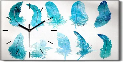 Produktbild von Wandbild Leinwand Bilder mit Uhr Geräuschlos 60x30 Feder Aquarellfarbe - schwarze Hände