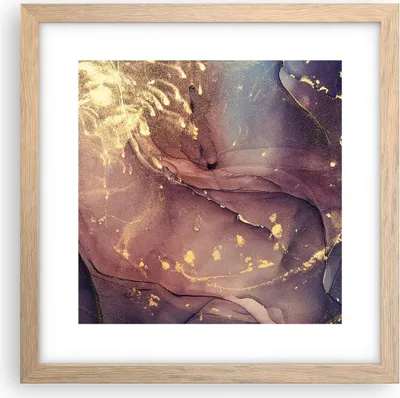 Produktbild von Gerahmtes Poster - Rahmen in heller Eiche - Stein Gold Marmor - 30x30 cm - Wand Bild - Wanddeko - Wandbilder - Kunstposter - Wandposter - Bilderrahmen - Bilder - Kunstdruck - P2NAC30x30-4714