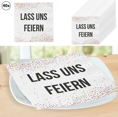 Produktbild von Servietten 40er Pack "Lass uns feiern" Papierserviette stoffähnlich Tuch Partyzubehör