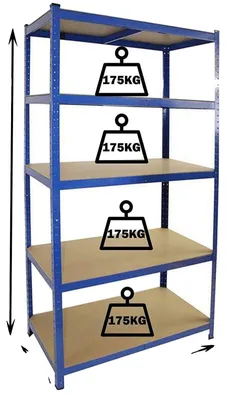 Image de Étagère de stockage, 5 niveaux, construction robuste, dimensions 200x100x50 cm, couleur bleue
