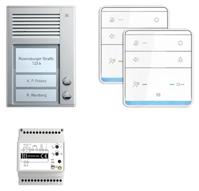 Immagine prodotto di TCS PSC2320-0000 TASTA:pack Audio da parete per 2 unità abitative, con stazione esterna PAK 2 pulsanti campanello + altoparlante vivavoce ISW5010 + centralina BVS20