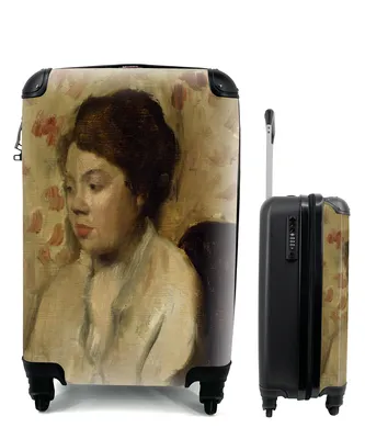 Produktbild von MuchoWow® Koffer Handgepäck Trolley Rollkoffer Kleine Reisekoffer mit 4 Rollen - Porträt einer jungen Frau - Gemälde von Edgar Degas - Cabin Size < 55x40x23 cm & 55x40x20 cm - Fotokoffer - Kabinenkoffer - Boardgepäck - Reise-Box - Reisekoffer - Reisegepäck - Koffer mit Bild - Trolley für Kinder
