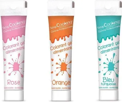 Produktbild von 3 Gel Lebensmittelfarben - Türkis Orange Pink
