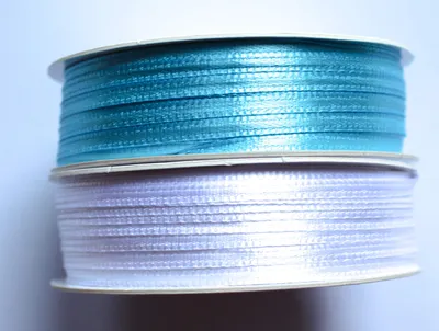 Satinschleifenband 3mm x 200m, eisblau-weiß, 2 Rollen
