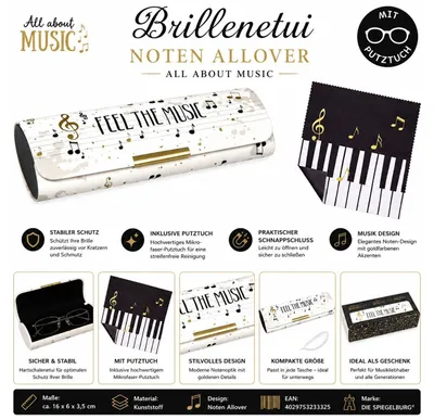 Produktbild von Brillenetui mit Putztuch Noten All About Music Spiegelburg 23332