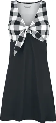 Produktbild von Rock Rebel by EMP Damen schwarzes kurzes Kleid im Rockabella-Look - V-Ausschnitt mit schnürbarer Schleife XXL