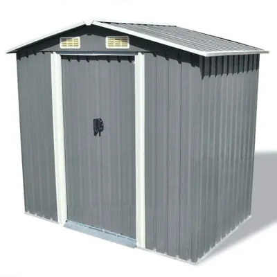 Produktbild von Werkzeugschuppen aus Metall – 204 x 132 x 186 cm – Grau – Gartenhaus