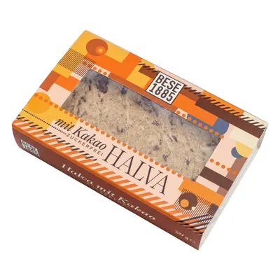 Image de BESE1885, pâte de sésame et cacao, 227 g – Halva au sésame, sucrée avec du sirop de dattes