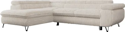 Produktbild von Sofa L-form, mit Bettkasten, Modern Wohnzimmer Ecksofa, Couchgarnitur, Schlaffunktion - PEDRO L - Cord - Beige - Links