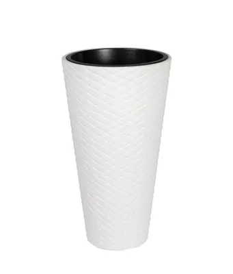 Produktbild von XL Pflanzkuebel MATUBA mit Geflecht Optik, Farbe: Weiss, Maße, 30 x 56 cm
