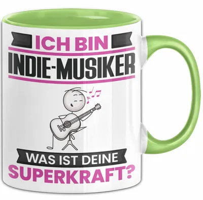 Produktbild von Indie-Musiker Tasse Geschenk für Indie-Musiker Geburtstag Lustiger Spruch Kaffee-Becher Was Ist Deine Superkraft (Grün)