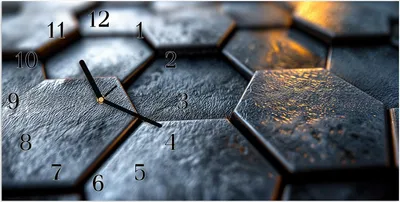 Produktbild von Wanduhr aus Glas mit Motiv Hexagon Fliesenstrukur- 60 x 30 cm - inkl. Aufhängesystem