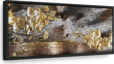 Produktbild von Italienischer Leinwand Leinwandbild - Golden Garden (1 Part) Narrow 120x40 cm Abstrakt b-A-0766-b-a