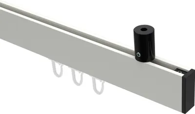 Produktbild von Interdeco Innenlaufstange / Gardinenstange mit Innenlauf Weiß / Schwarz, Typ Sonius Paxo (Kappe) Deckenmontage, 14x35 mm 1-läufig, 220 cm