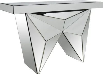 Produktbild von SalesFever Konsolentisch aus MDF mit Spiegelglas | Sockel aus prismenförmigen Spiegelelementen | B 120 x T 35,5 x H 81 cm | komplett verspiegelt