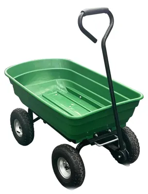 Produktbild von Gartenkipper - Schwerlast Bollerwagen - Garden Dump Cart - Stabiler Stahlrahmen - Für Hof, Garten und Landschaftsbau - Grün