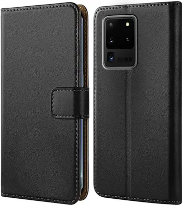 Produktbild von Handy Tasche für Samsung Galaxy S20 Ultra Schutzhülle Bookstyle Etui Klapphülle Wallet Flip Cover Case Schwarz