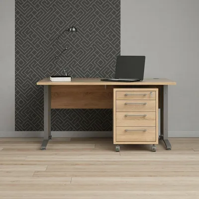 Immagine prodotto di Dmora Scrivania Azzaro 80x150x74.5h cm Grigio, un Vano 3 Cassetti