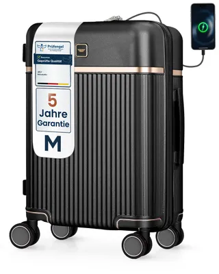 Image de Valise cabine rigide 4FLY M 54 × 37 × 23 cm (36 L) en polycarbonate – avec serrure TSA, 4 roulettes doubles pivotantes et poignée télescopique en aluminium