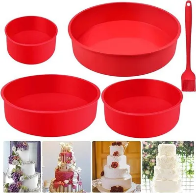 Produktbild von Famanu Silikonbackform Set rund 25-20-15-10 cm - Kuchenformen - antihaftbeschichtet