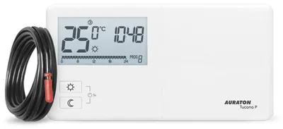Productafbeelding van Wekelijkse thermostaat Auraton Tucana P (2025 PC), met externe sensor van 2,5 meter, voor montage in een inbouwdoos, wit