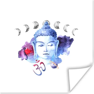 Produktbild von MuchoWow® Poster Buddha - Kopf - Blau 30x30 cm - Wandposter - Printing